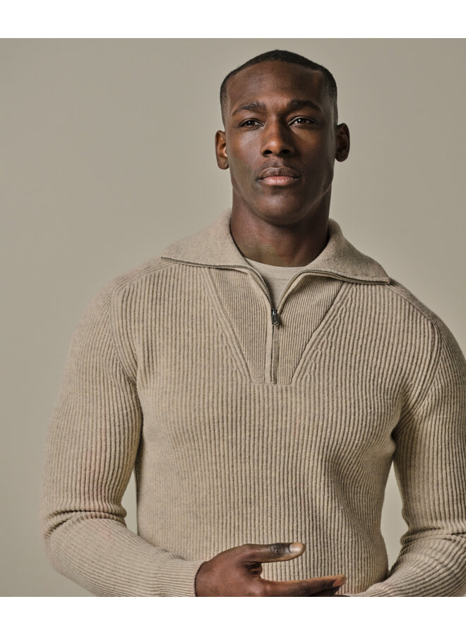 Profuomo halfzip pullover wol beige