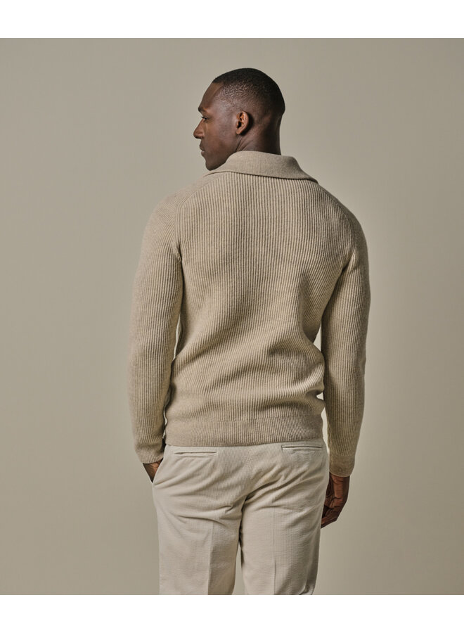 Profuomo halfzip pullover wol beige