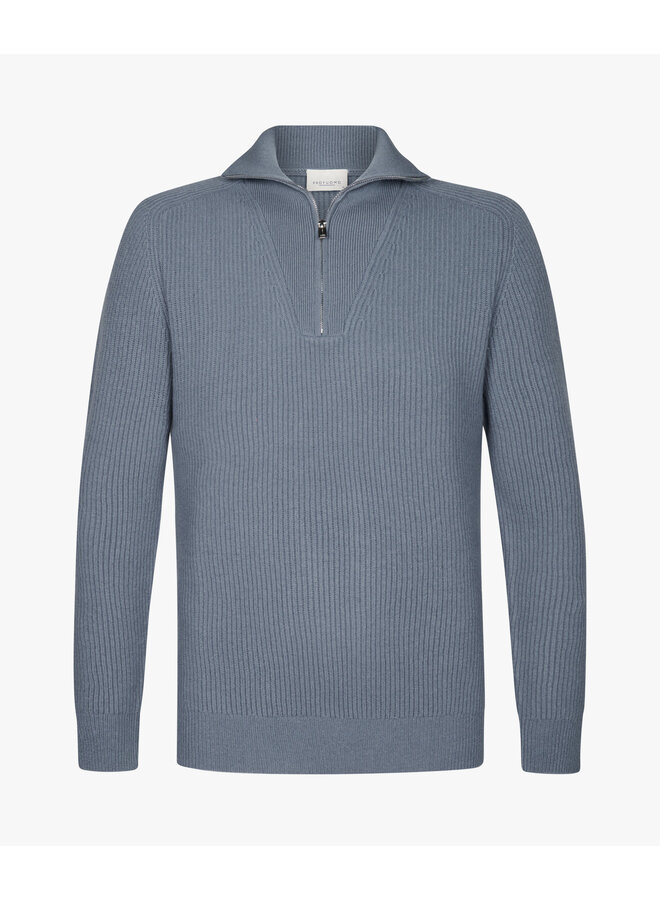Profuomo halfzip pullover wol jeans blauw