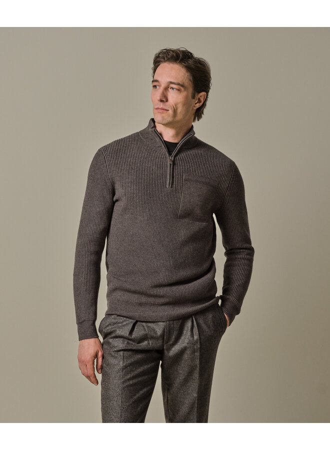 Profuomo halfzip pullover bruin