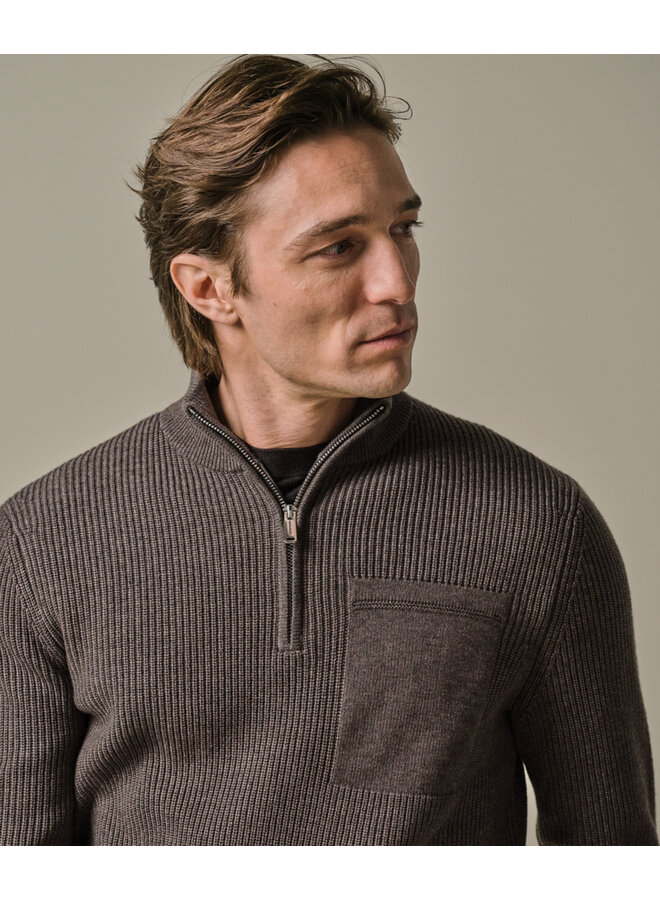 Profuomo halfzip pullover bruin