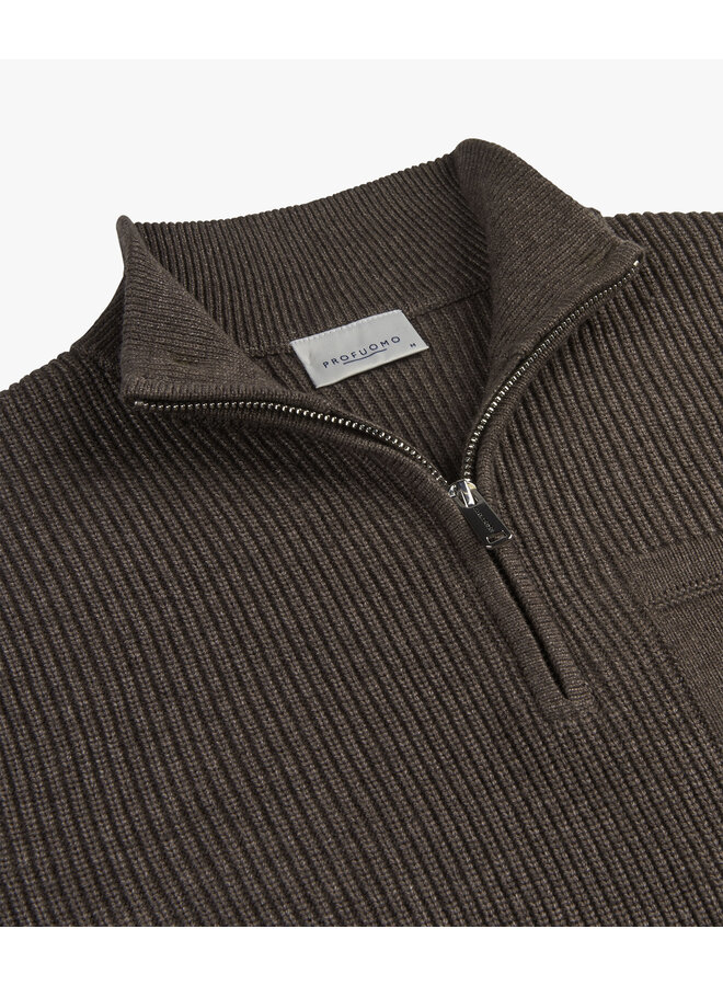Profuomo halfzip pullover bruin