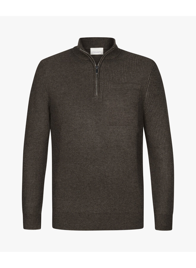 Profuomo pullover half zip bruin