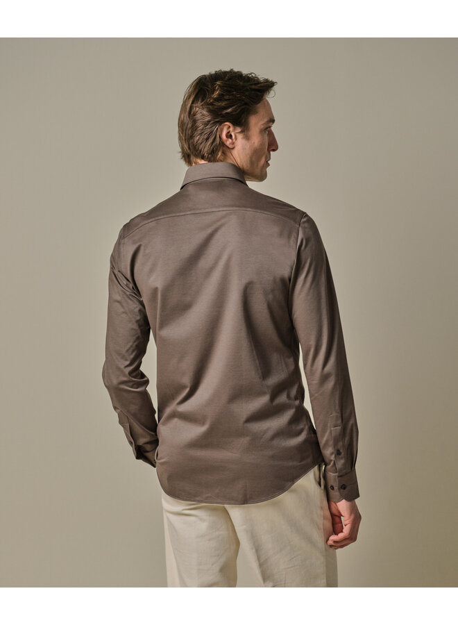 Profuomo overhemd Japanese knitted shirt bruin