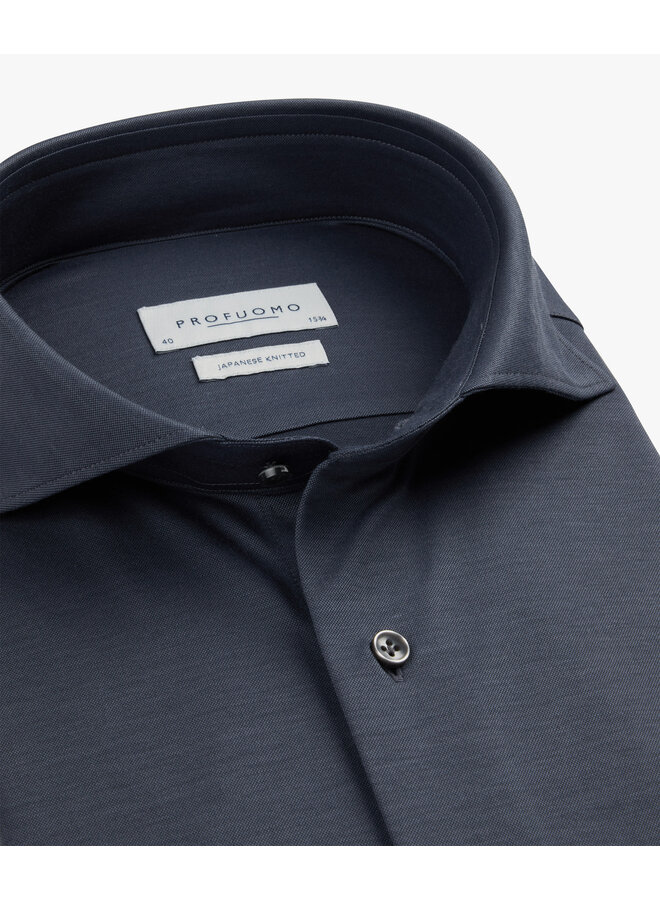 Profuomo overhemd Japanese knitted shirt jeansblauw