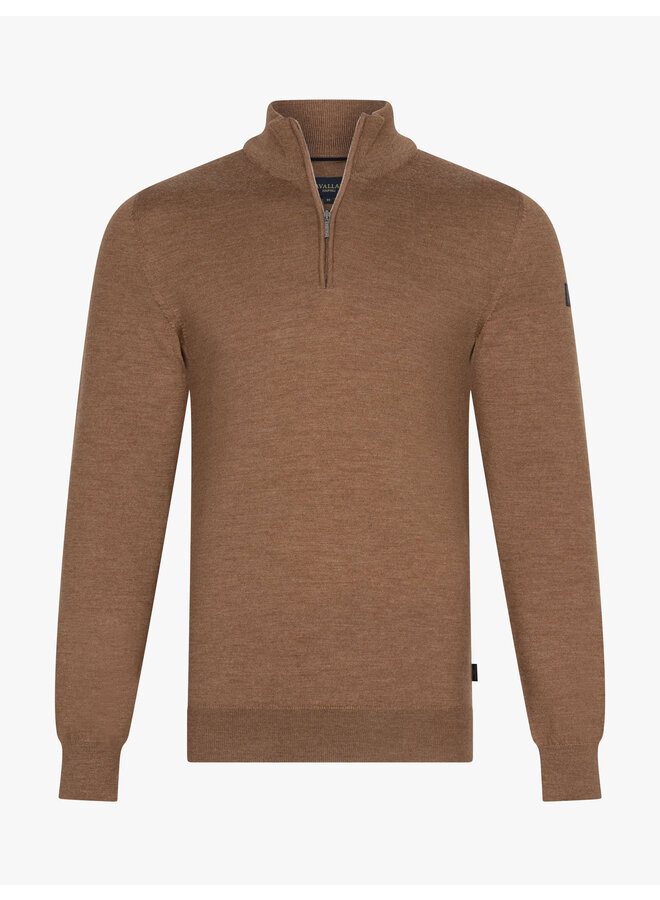 Cavallaro Napoli merino half zip pullover Camel
