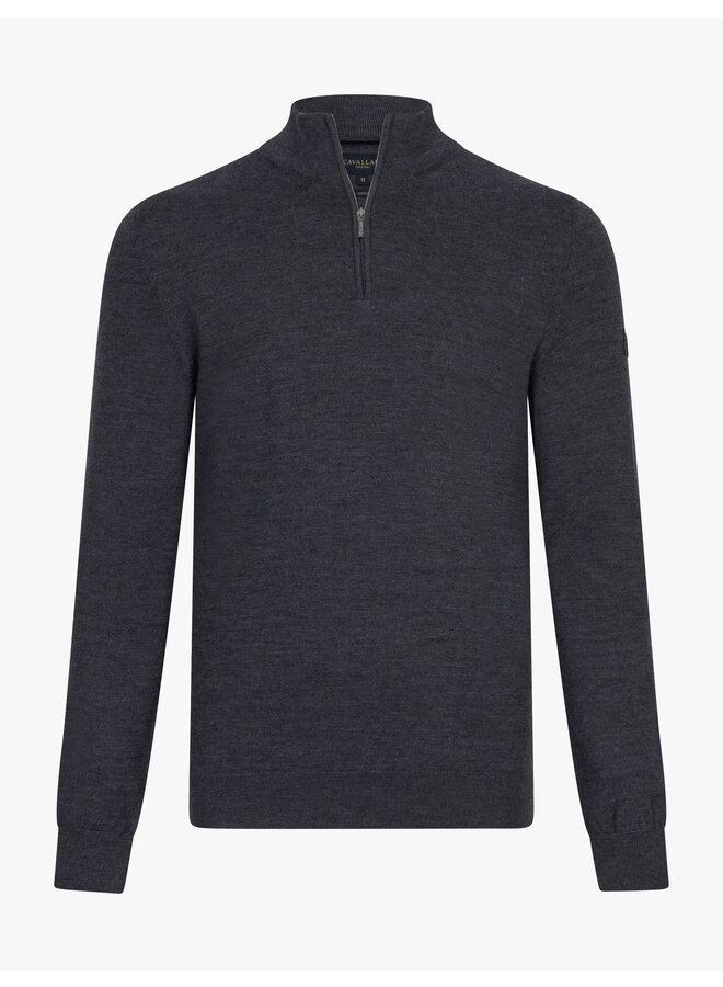 Cavallaro Napoli merino half zip pullover Antraciet