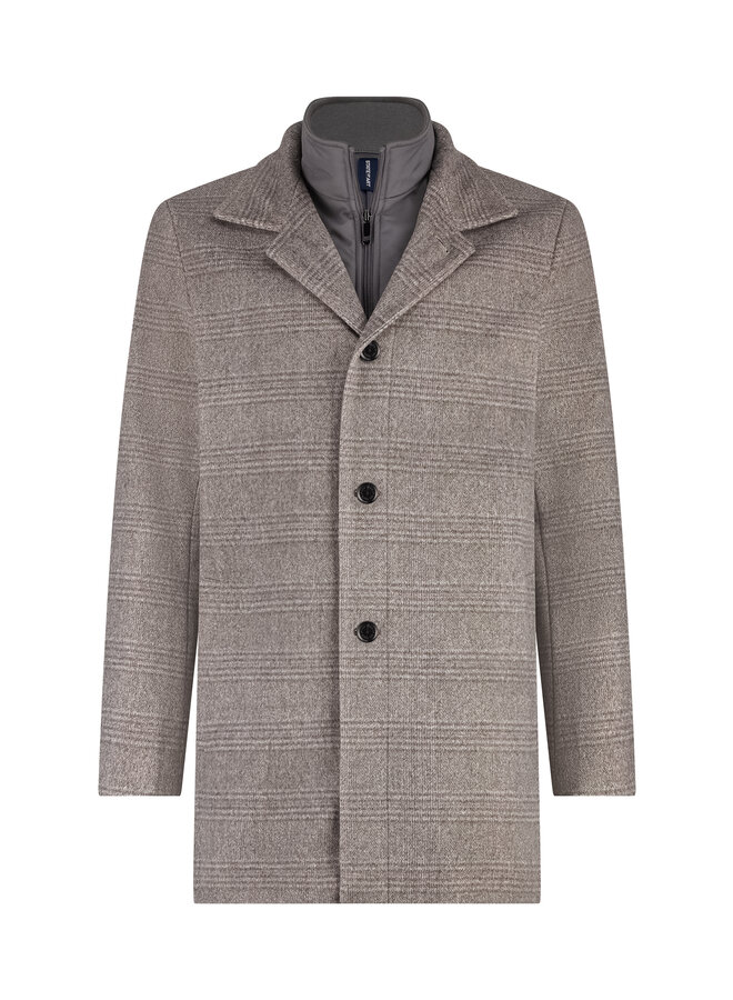 State of Art winterjas coat ruit beige
