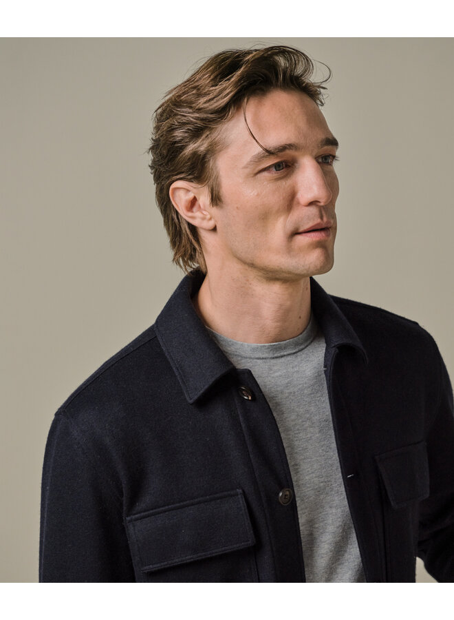 Profuomo wollen overshirt navy