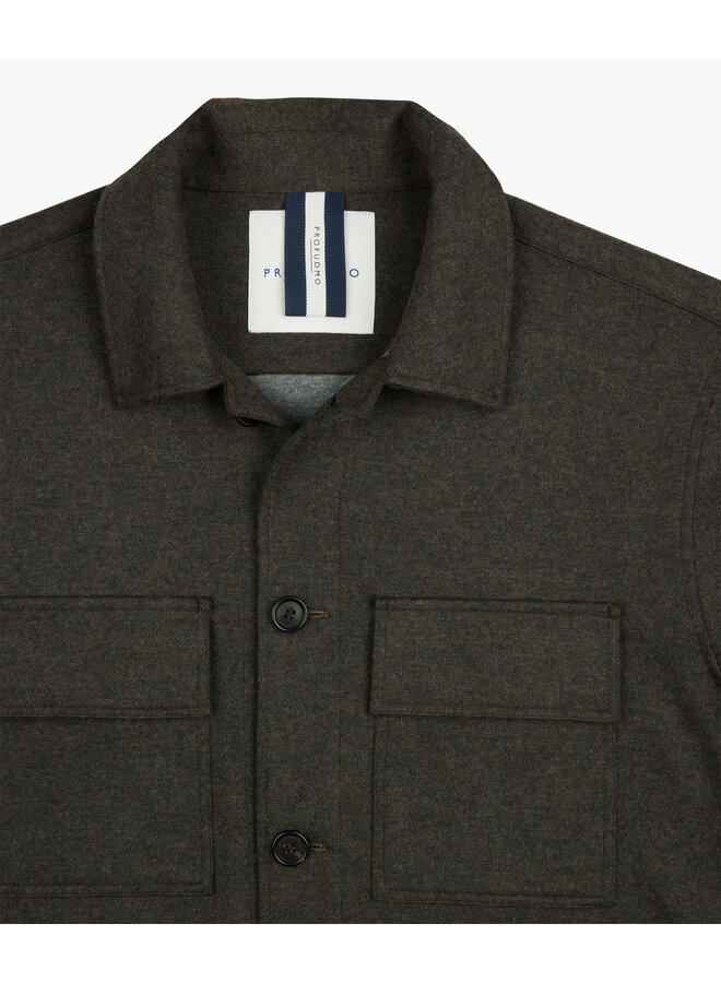 Profuomo wollen overshirt bruin