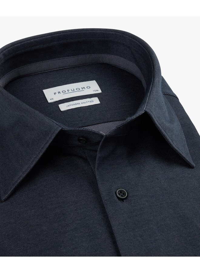 Profuomo Japanese knitted twill shirt navy