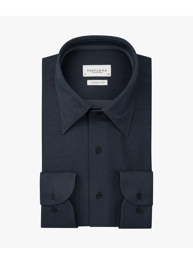 Profuomo Japanese knitted twill shirt navy