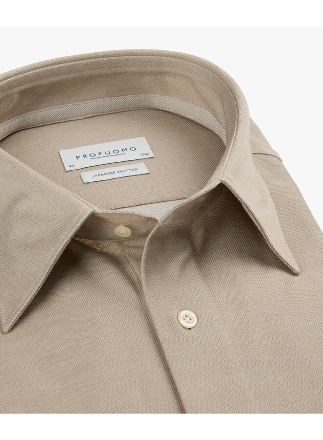 Profuomo Japanese knitted twill shirt beige