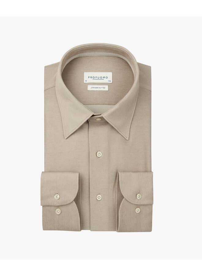 Profuomo twill shirt Japanese knitted beige