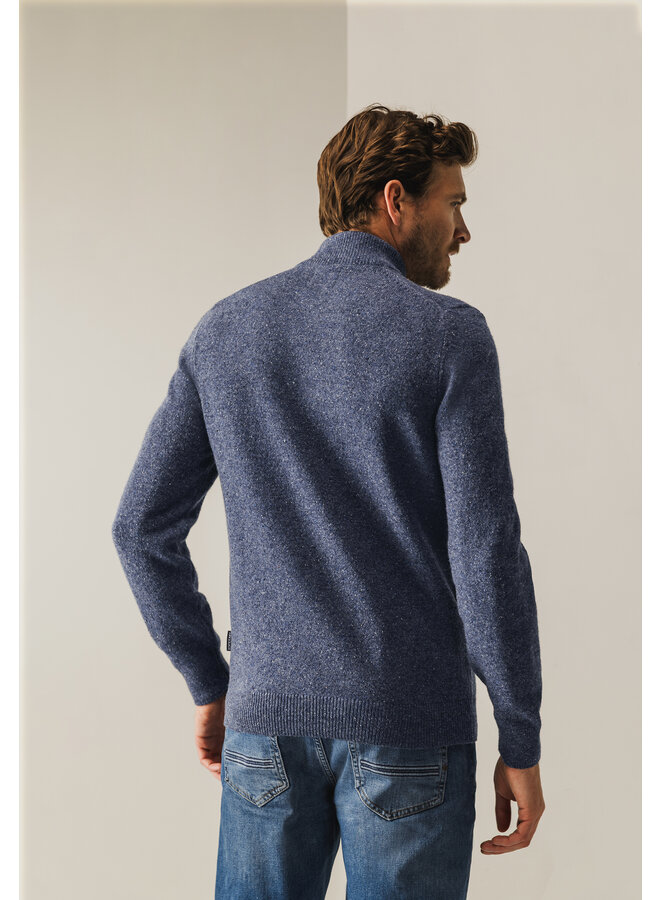 State of Art half zip pullover wolmix blauw
