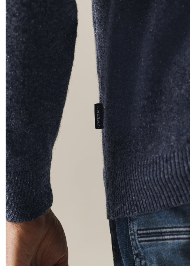 State of Art half zip pullover wolmix blauw
