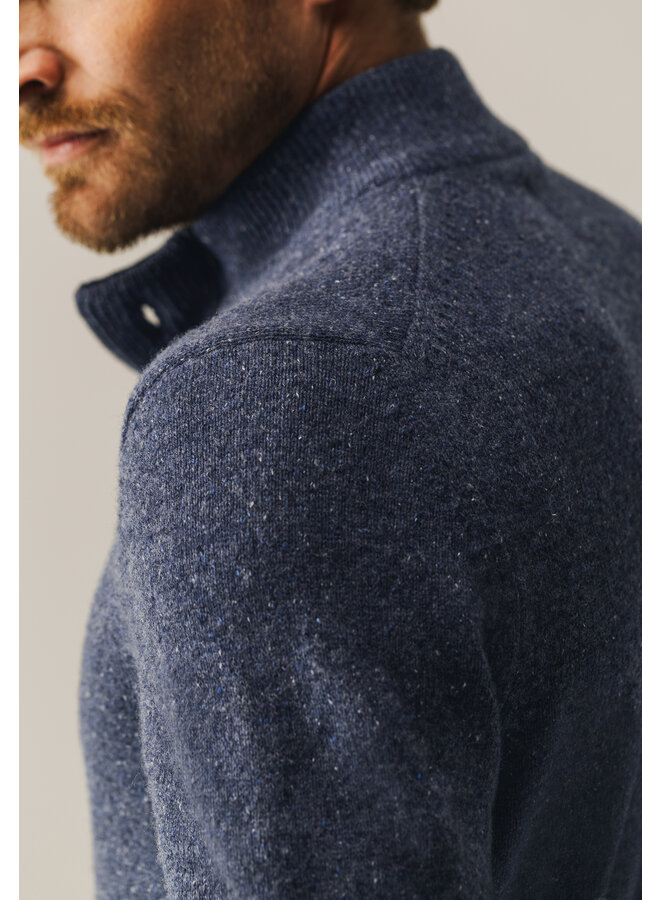 State of Art half zip pullover wolmix blauw