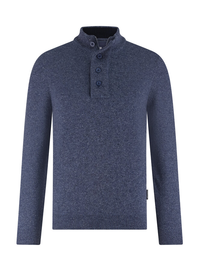 State of Art half zip pullover wolmix blauw