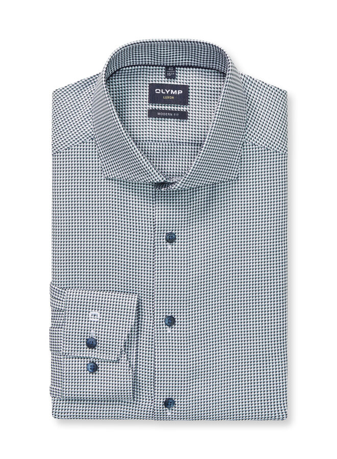 Olymp modern fit shirt Luxor structuur groen