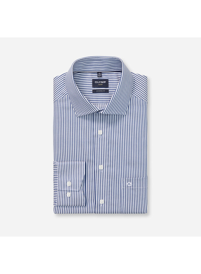 Olymp modern fit shirt Luxor streep blauw