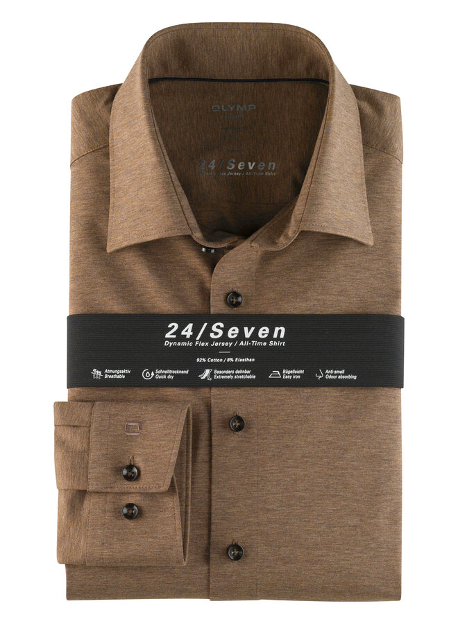 Olymp shirt 24/seven modern fit flex jersey beige