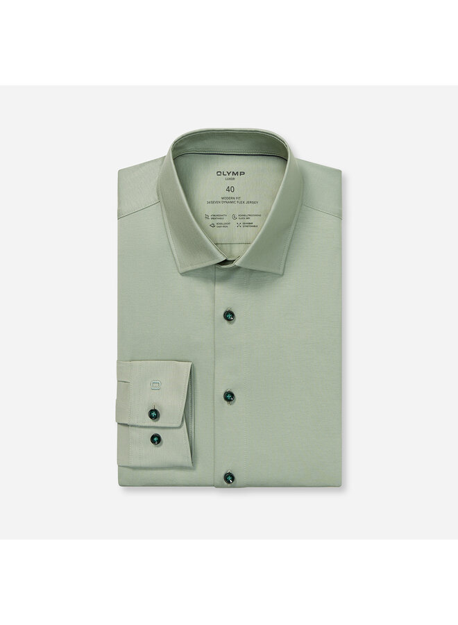 Olymp shirt 24/seven modern fit flex jersey groen
