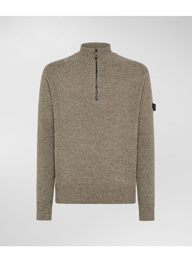 Peuterey Braille half zip wol pullover beige