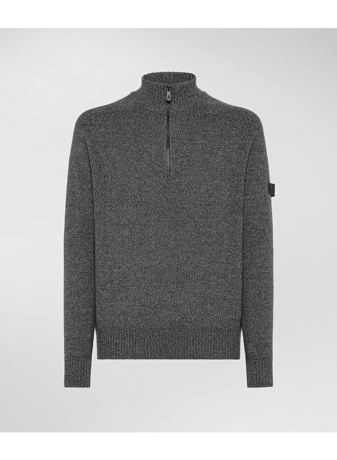 Peuterey Braille half zip wol pullover antraciet