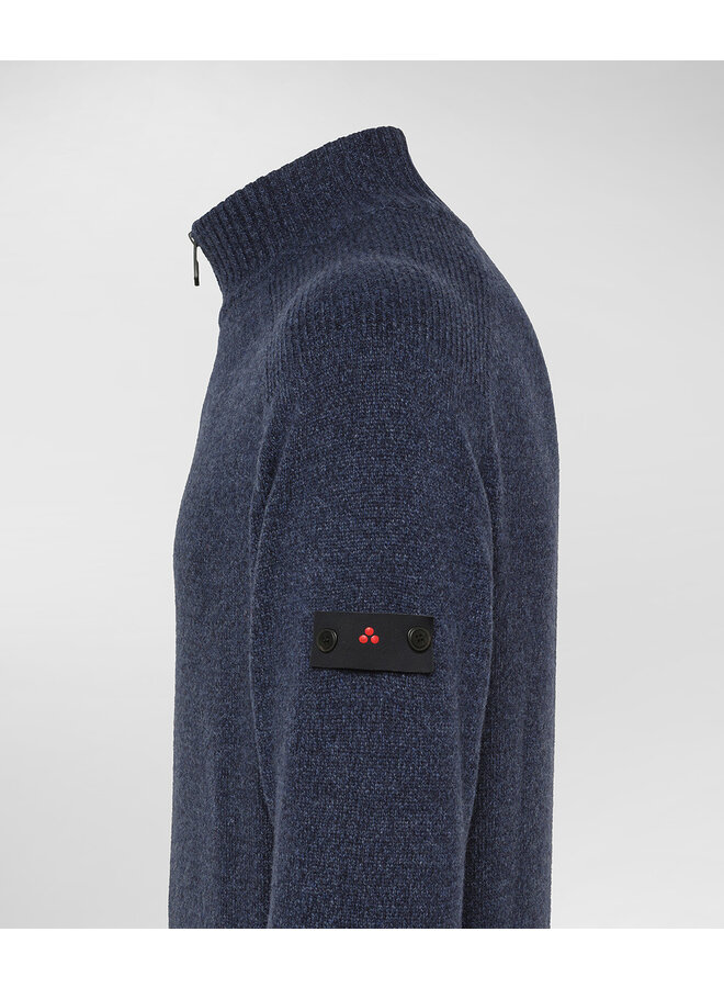 Peuterey Braille half zip wol pullover jeansblauw