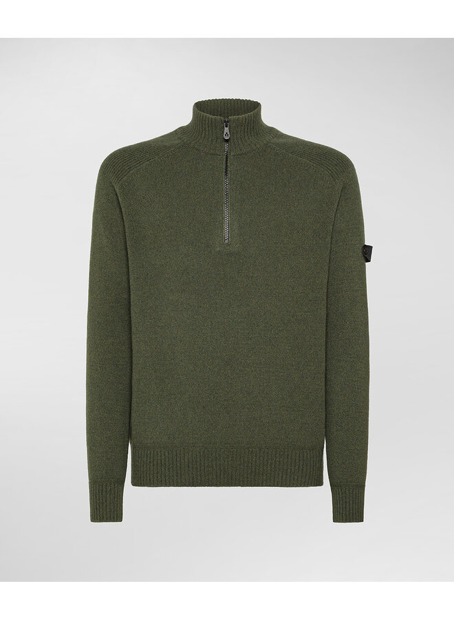Peuterey Braille half zip wol pullover groen