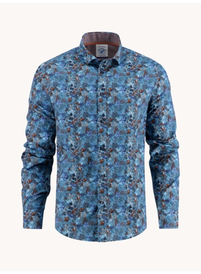 A Fish named Fred shirt watercolour Highland blauw