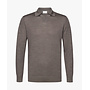 Profuomo open collar polo lange mouw taupe