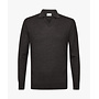 Profuomo open collar polo lange mouw bruin