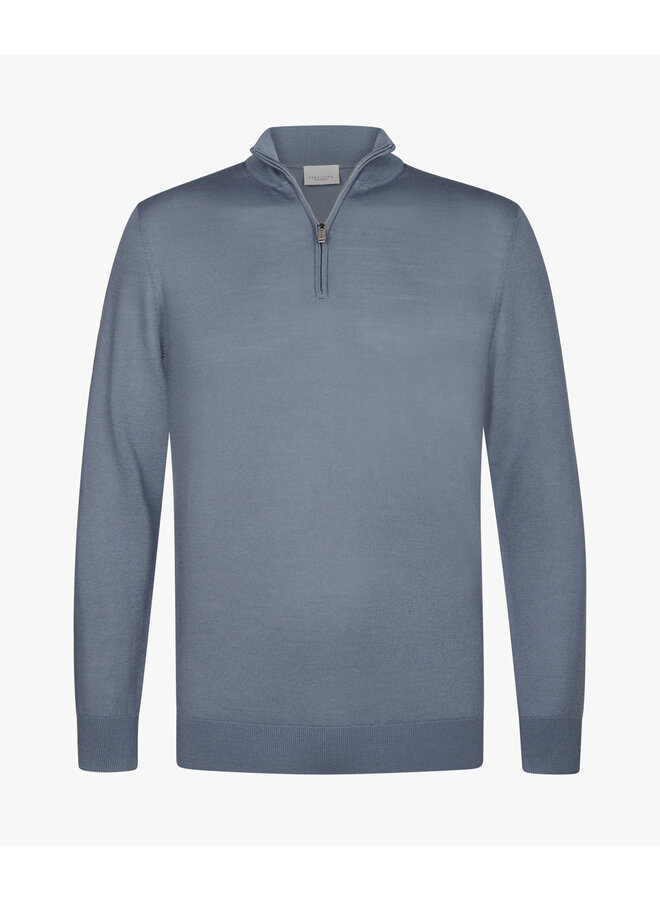 Profuomo half zip pullover wol jeans blauw