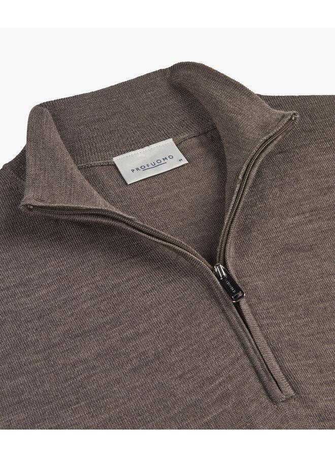 Profuomo pullover half zip wol jeans taupe