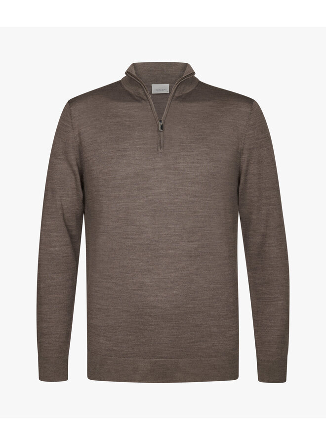 Profuomo half zip pullover wol jeans taupe