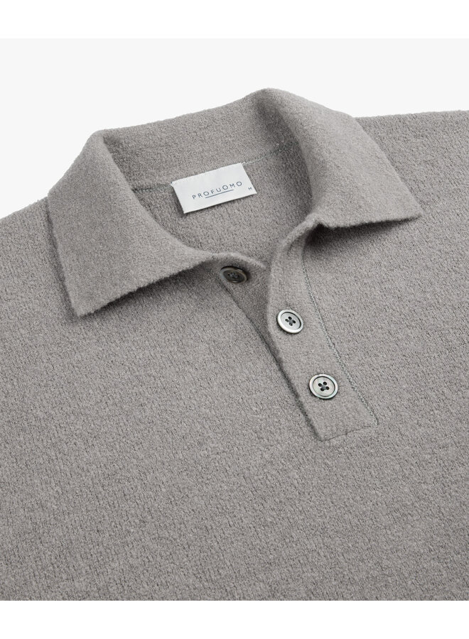 Profuomo lange mouw polo boucle grey