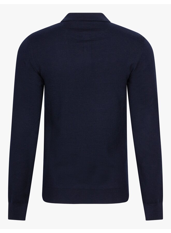 Cavallaro polo lange mouw merino wol navy