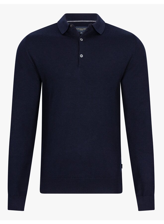Cavallaro Merino polo lange mouw dark navy