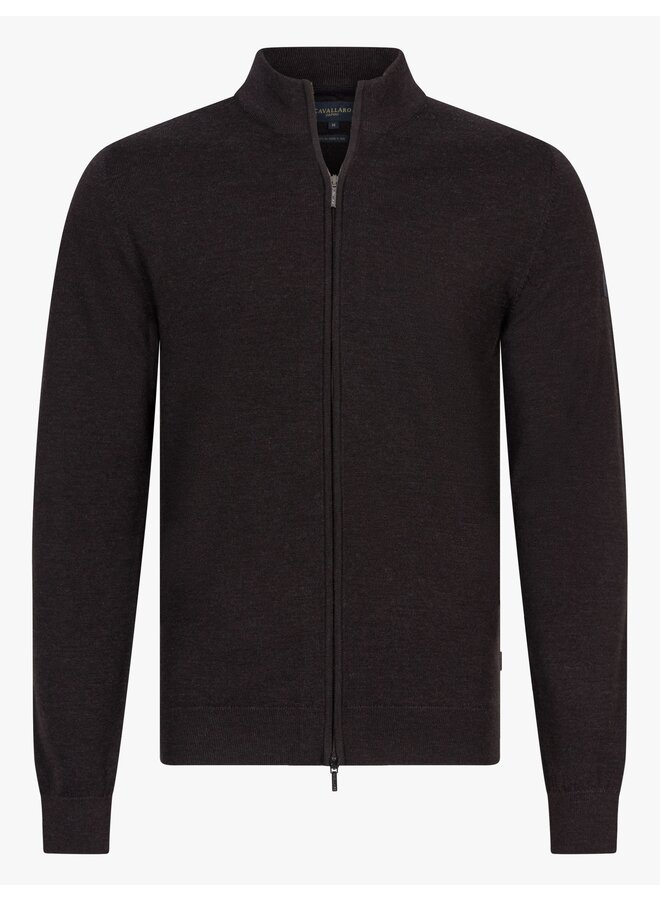 Cavallaro merino wol vest met rits dark brown