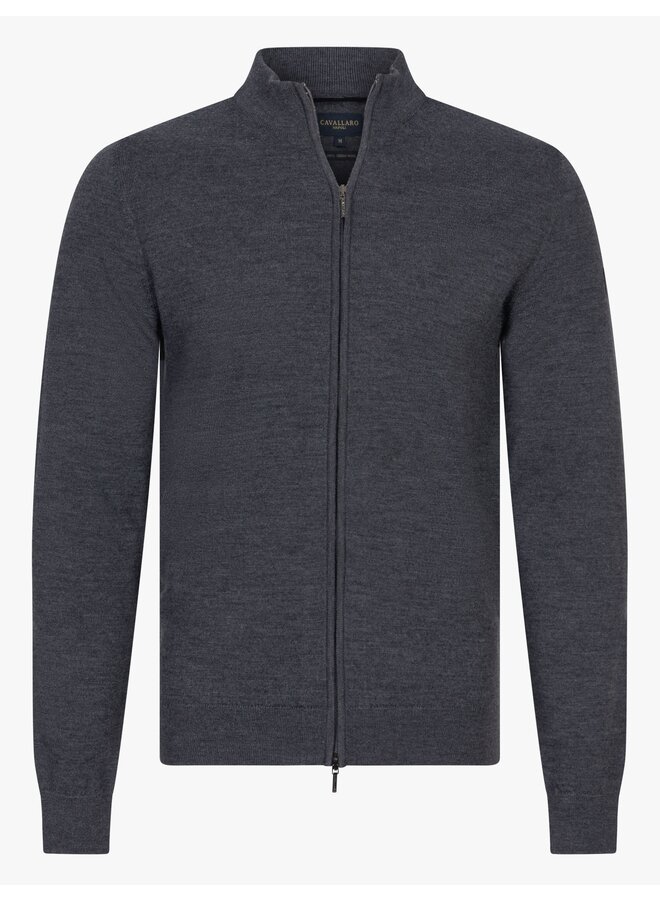 Cavallaro merino wol vest met rits antraciet