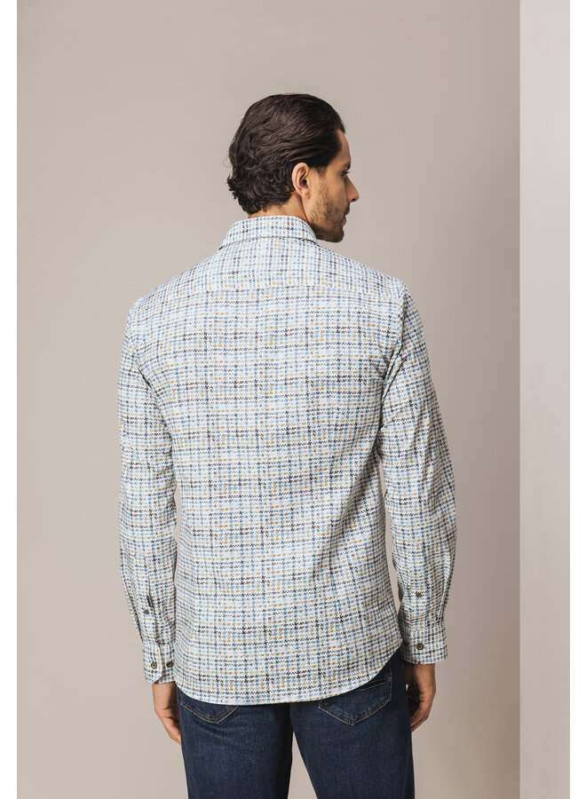 State of Art shirt met fancy print blauw/groen