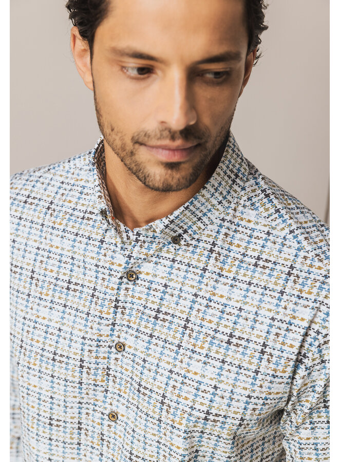 State of Art shirt met fancy print blauw/groen