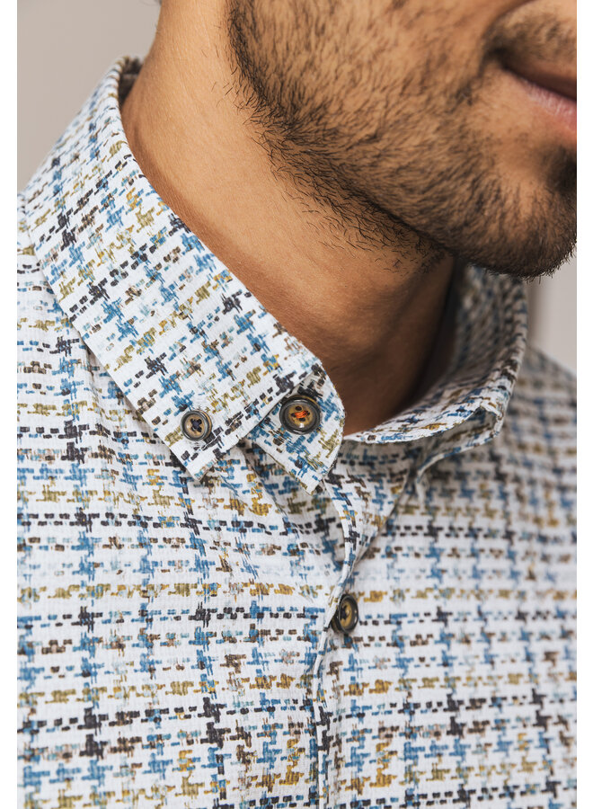 State of Art shirt met fancy print blauw/groen