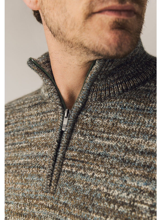 State of Art pullover met rits gemêleerd