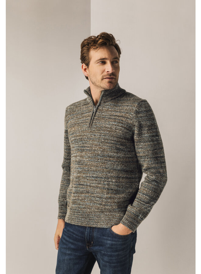 State of Art pullover met rits gemêleerd