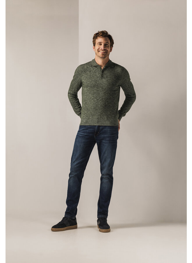 State of Art polo lange mouw gemêleerd groen