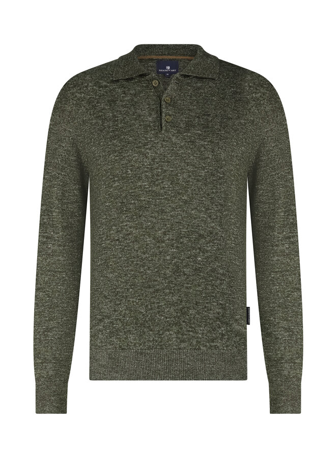 State of Art polo lange mouw gemêleerd groen