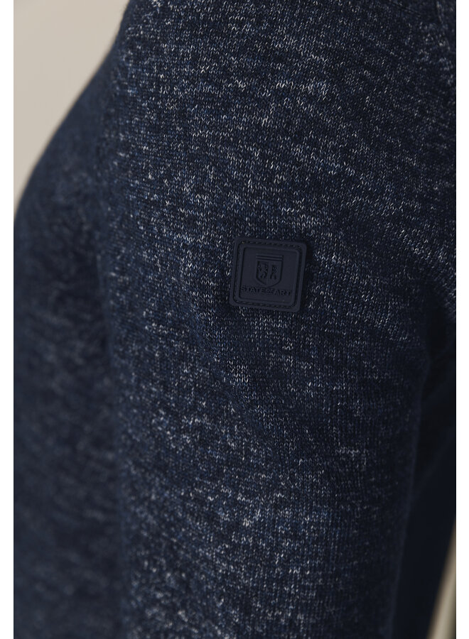 State of Art polo lange mouw gemêleerd jeansblauw