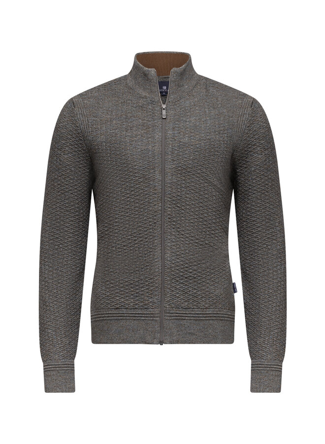 State of Art vest met rits gemêleerd groen